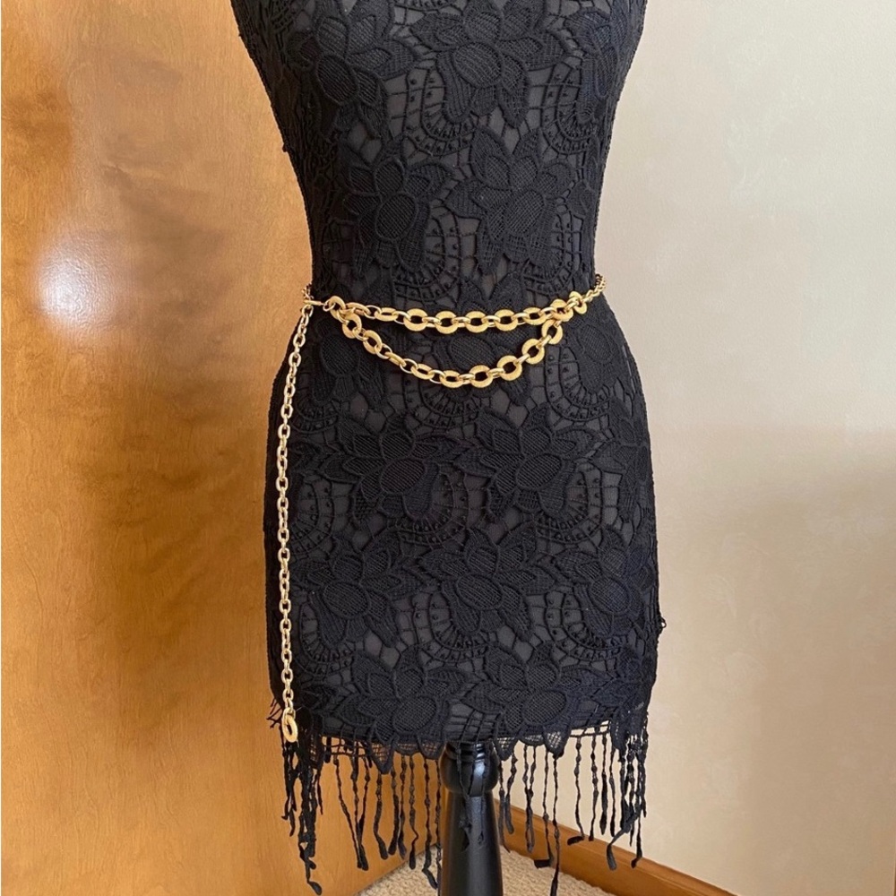 Nordstrom Designer Gold Metal 2 strand adjustable chain waist belt NWOT